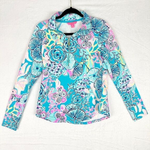 Lilly Pulitzer UPF 50+ Skipper Popover Bali Blue Once Upon A Tide Size XS - Picture 2 of 11